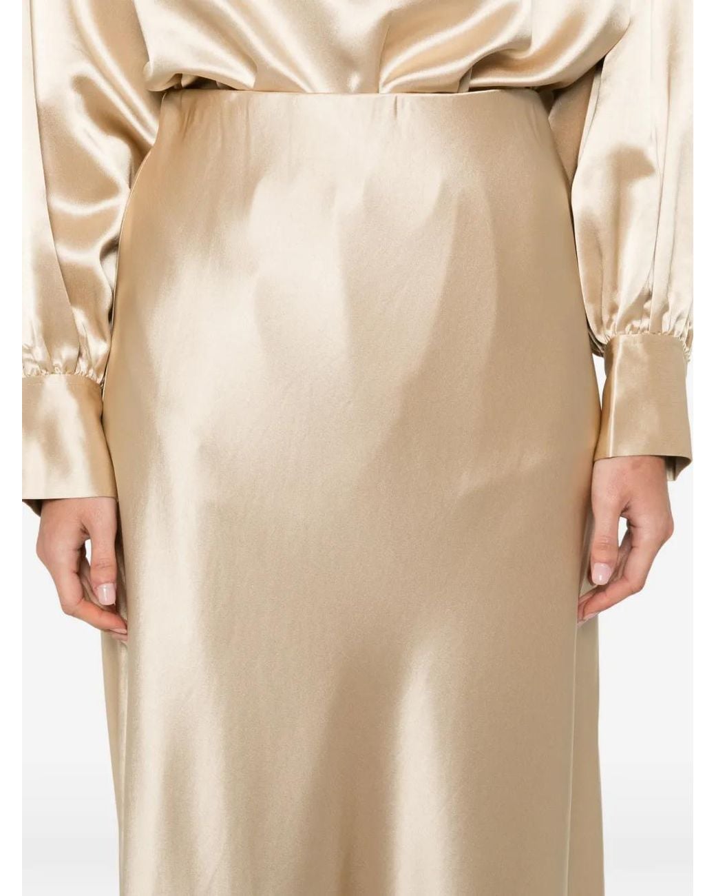 By Malene Birger Natural Satin-Effect Straight Maxi Skirt