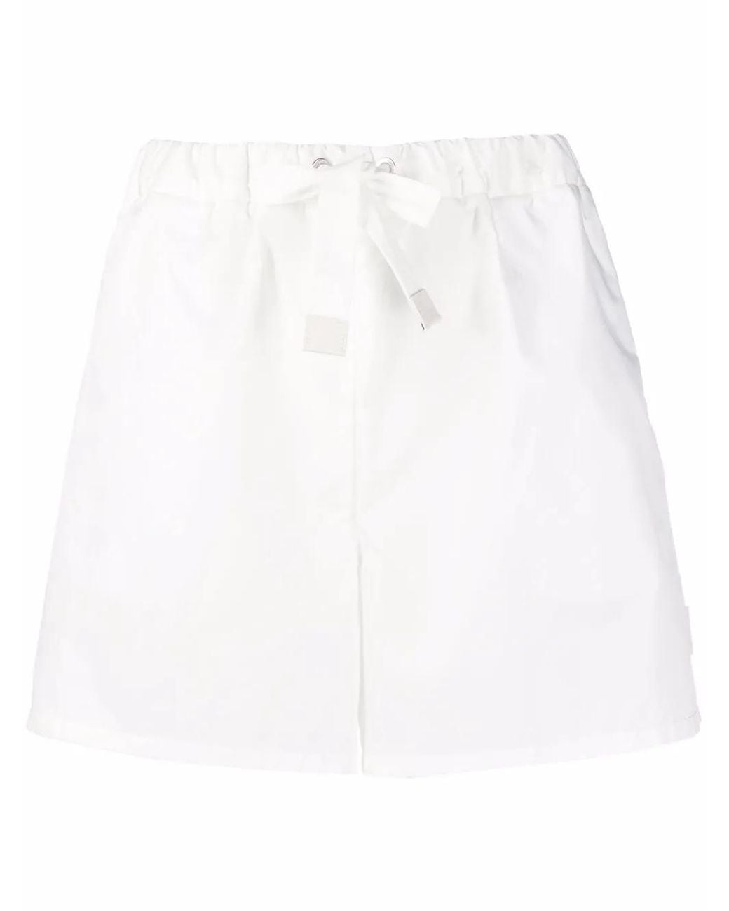 Moncler White High-Waisted Drawstring Shorts