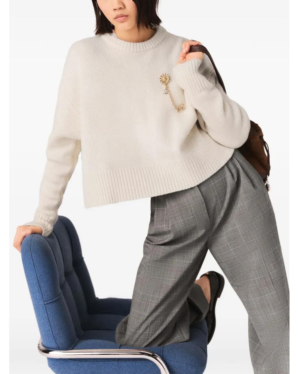 Maje Gray Checked Suit Trousers