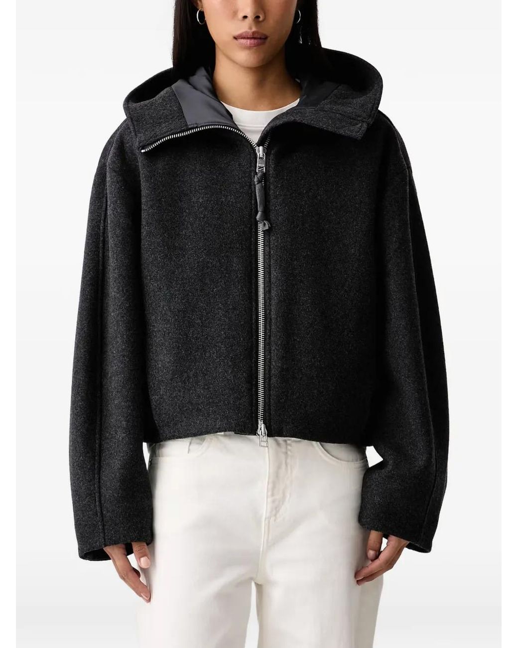 Marc O' Polo Black Hooded Zip-Up Jacket