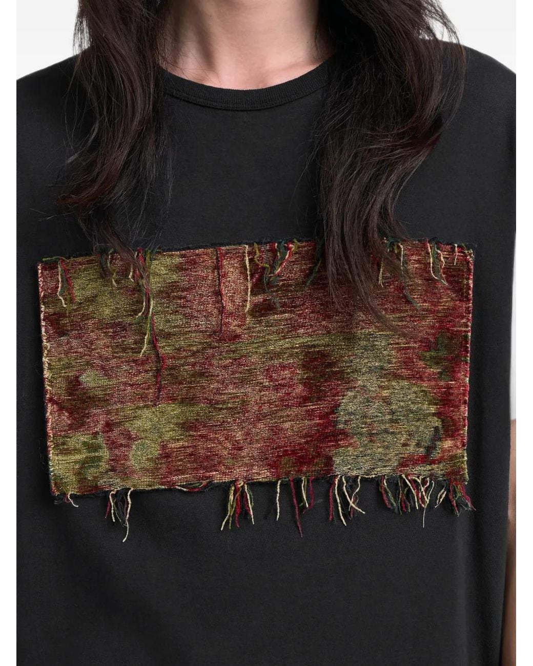 Maison Margiela Black Tapestry-Patch T-Shirt for men