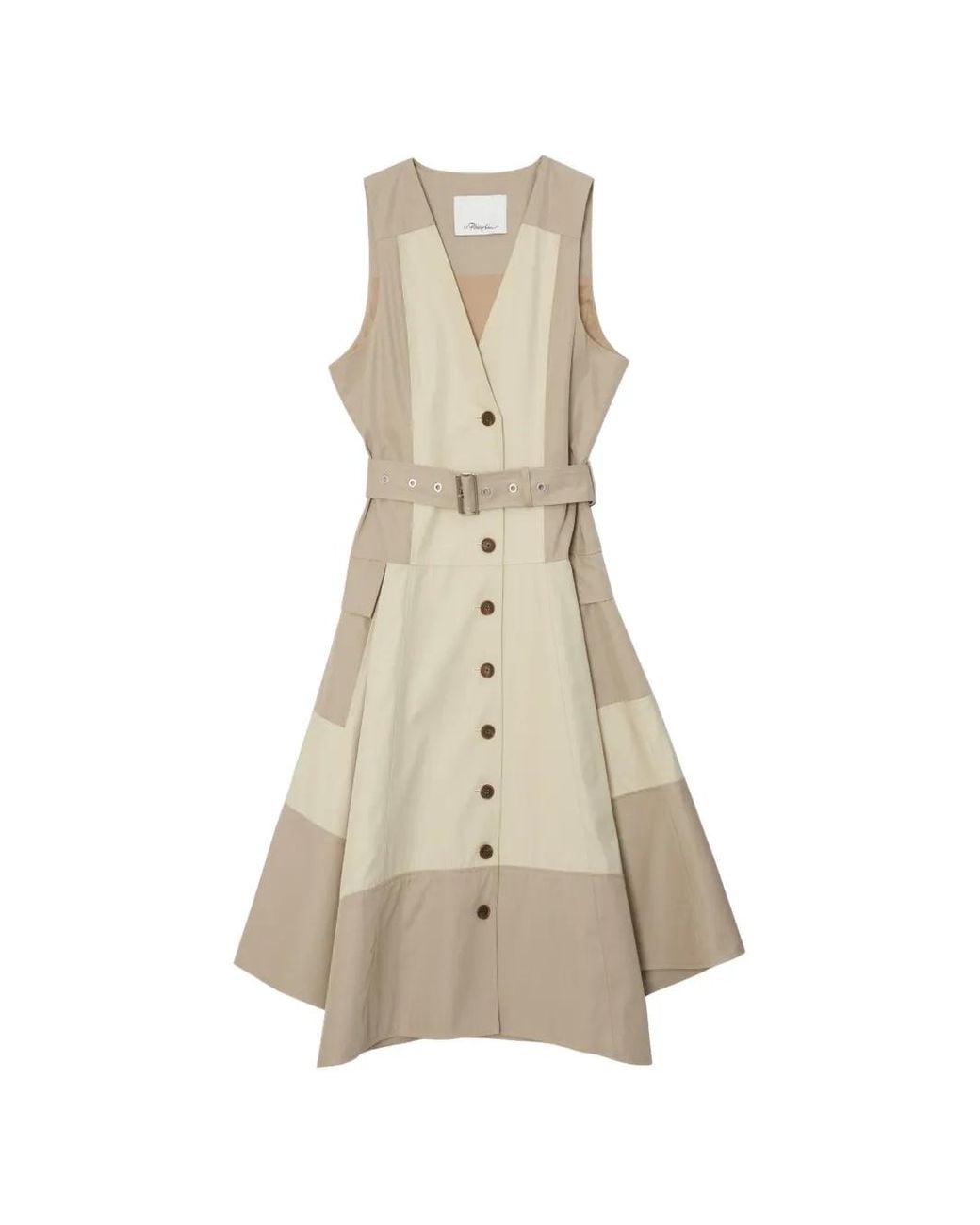 3.1 Phillip Lim Natural Belted Button Cotton Midi Dress