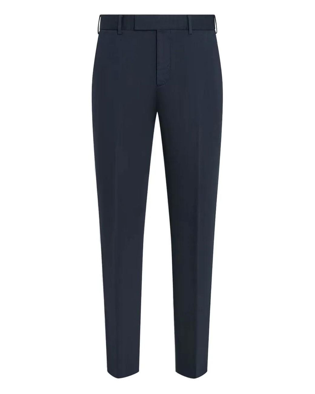 Zegna Blue Flat-Front Tapered Trousers for men