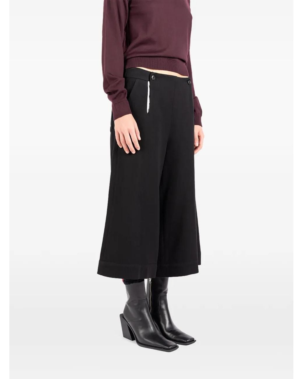 Societe Anonyme Black Breton Button-Detail Cropped Trousers