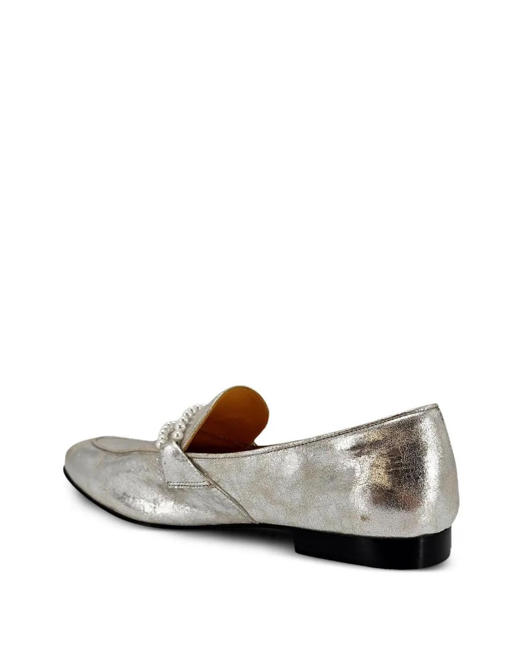 Madison Maison White Pearl-Embellishment Leather Loafers