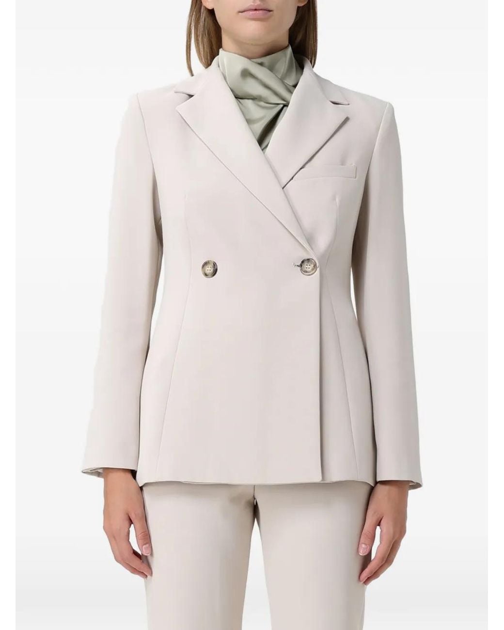 Hanita Gray Double-Breasted Peaked-Lapel Jacket