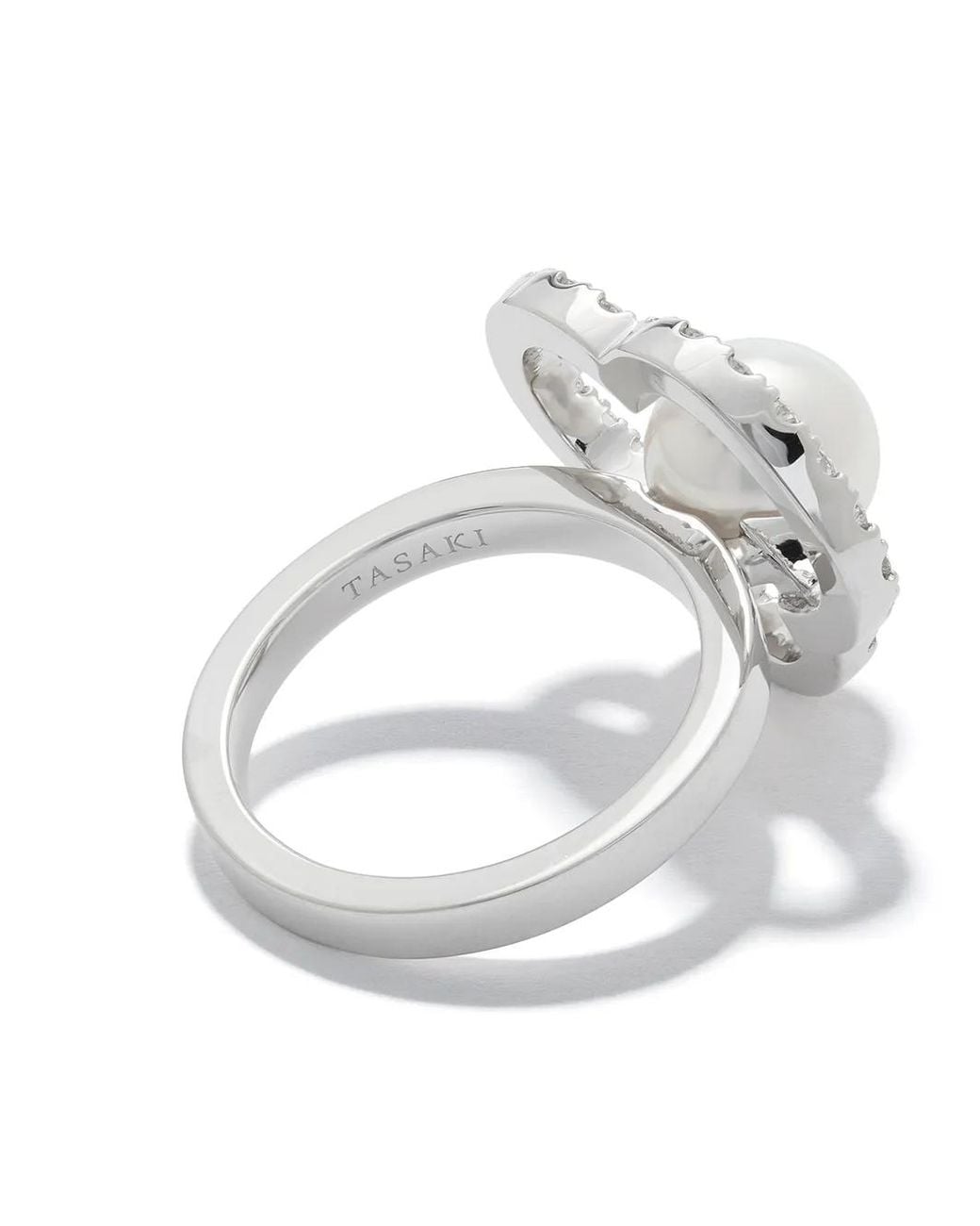 Tasaki White 18Kt Collection Line Chants Akoya Pearl And Diamond Ring