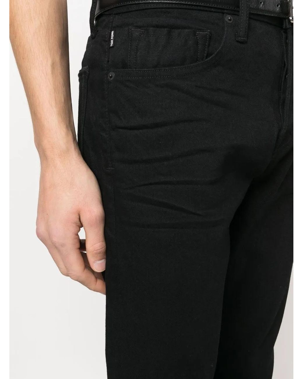 Tom Ford Black Mid Rise Slimfit Jeans for men