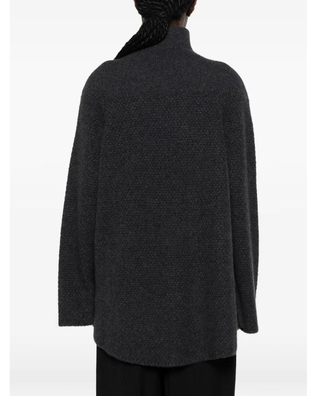 Ruohan Black High-Neck Textured Sweater