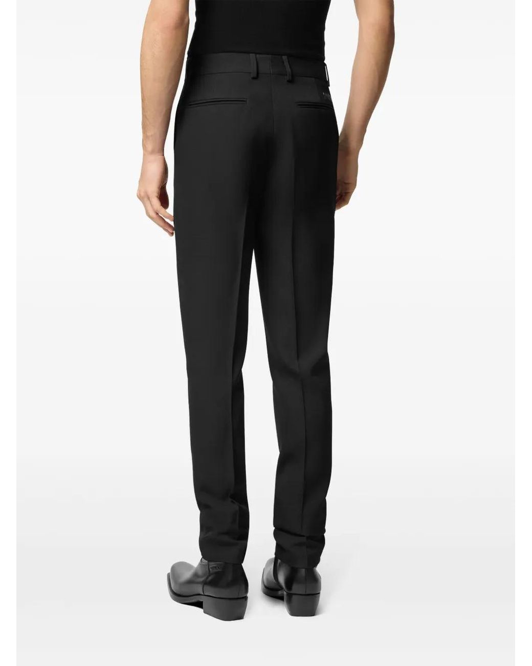 Versace Black Wool Tapered Formal Pants for men