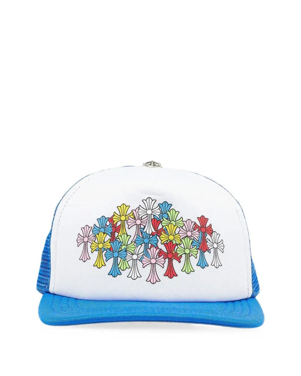 Chrome Hearts Blue Cross-Print Mesh-Panel Trucker Hat