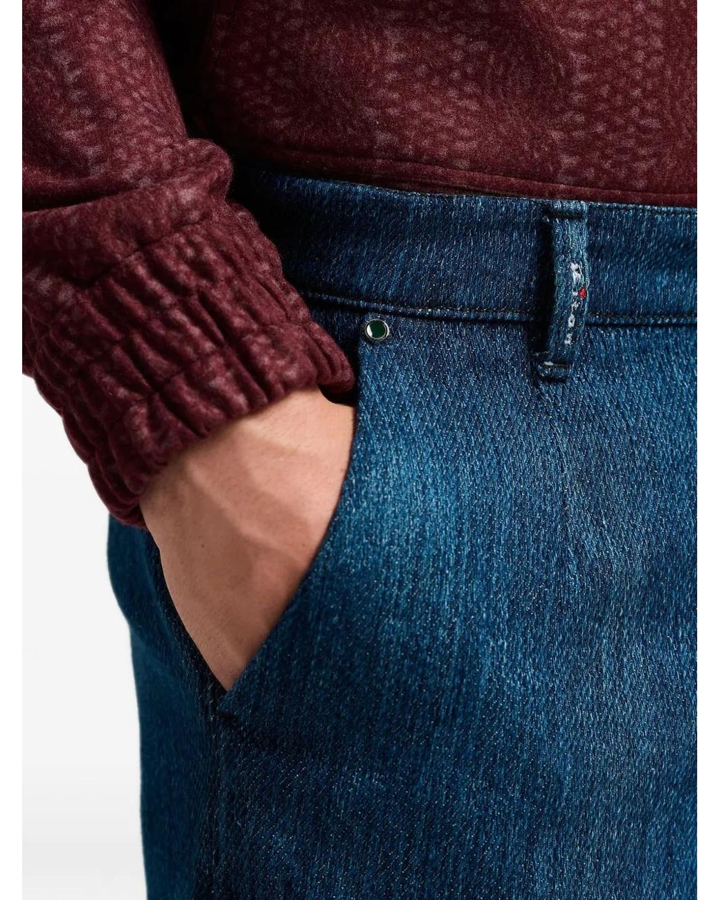 Kiton Blue Straight-Leg Trousers for men