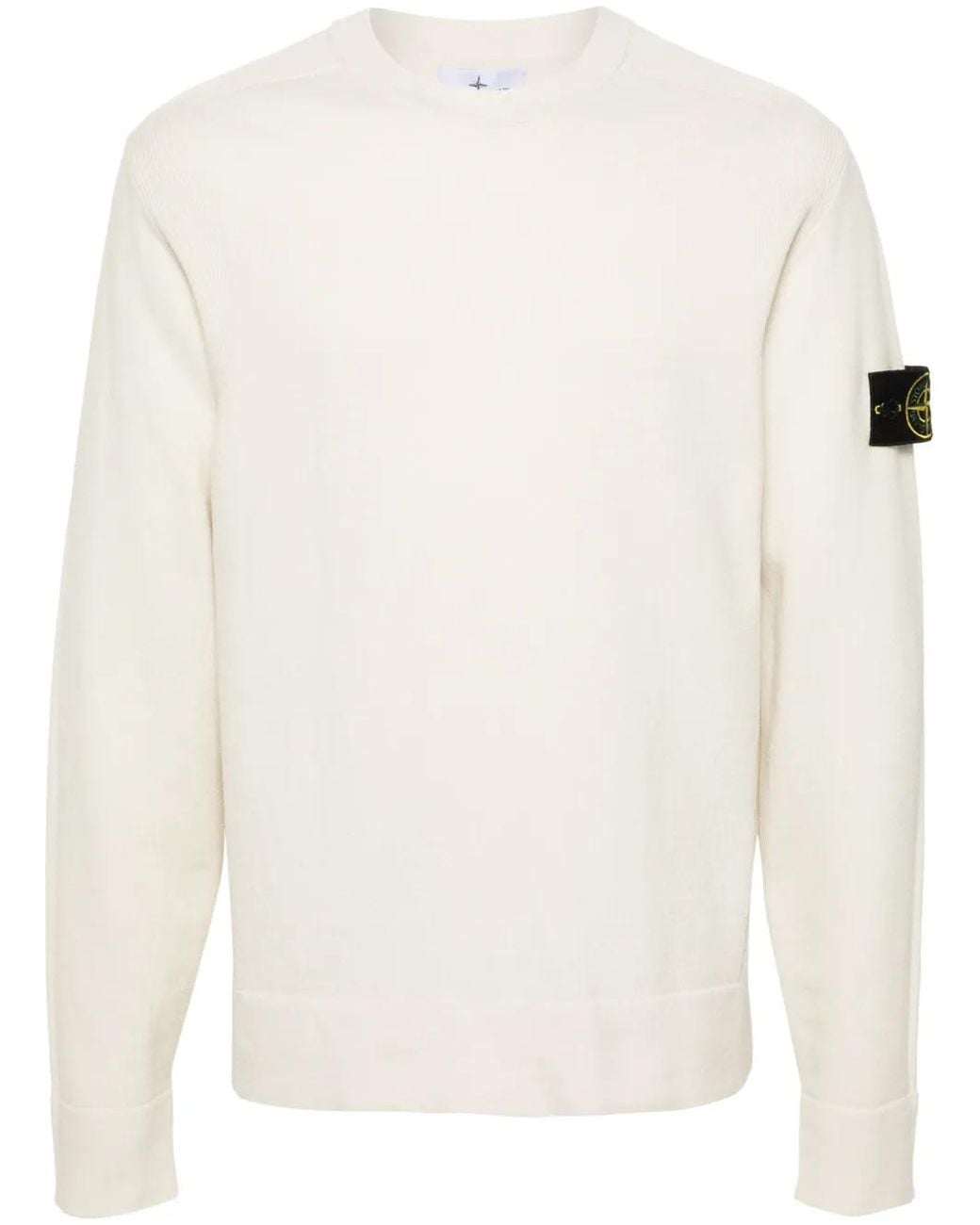 Stone Island White Wool Mix Crew Neck Sweater for men