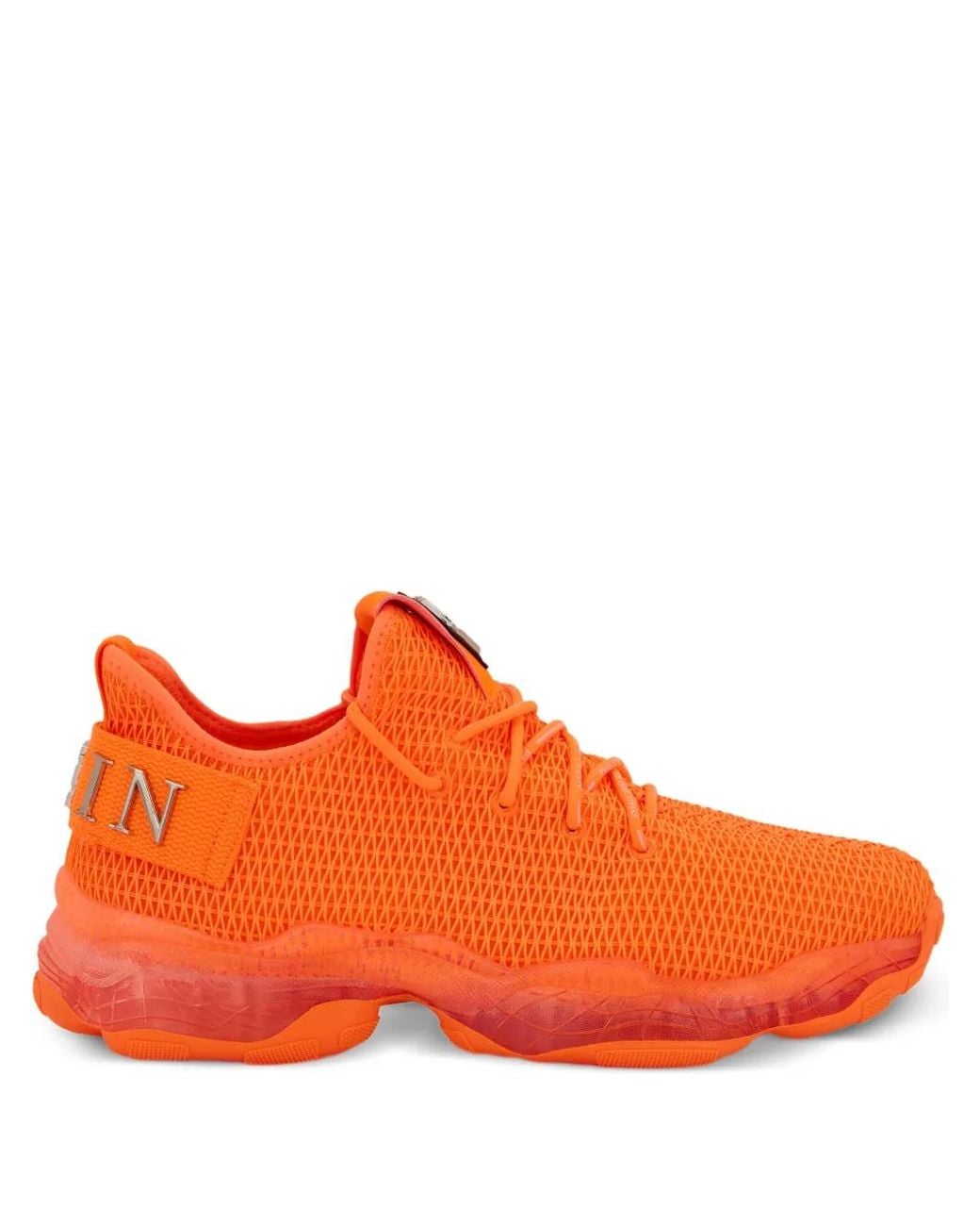 Philipp Plein Orange Runner Hyper $Hock Logo-Details Sneakers
