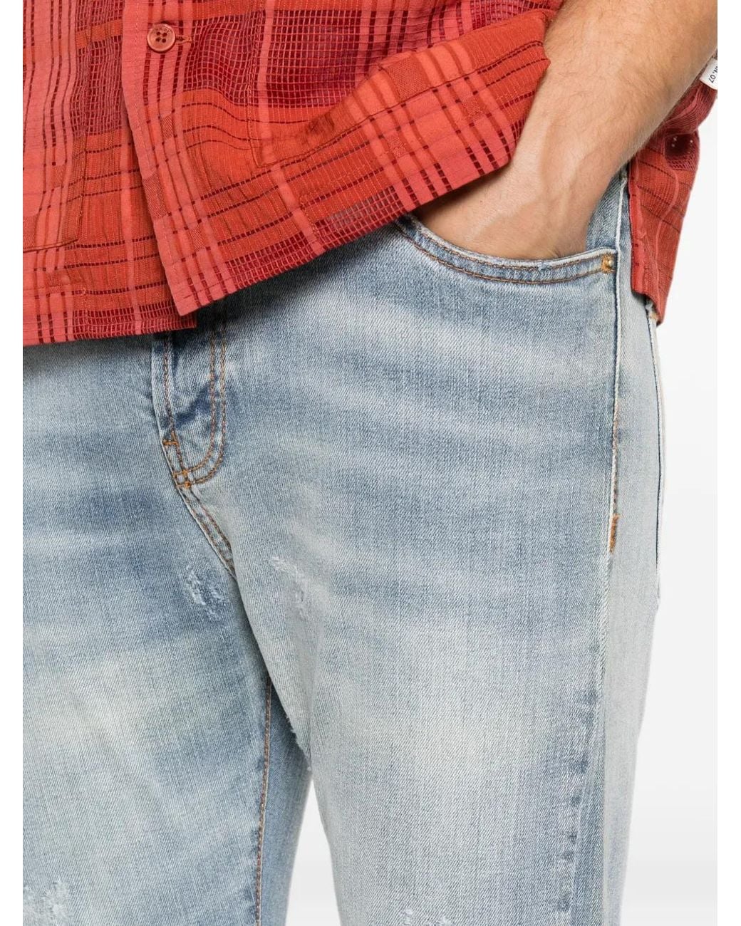 Yes London Blue Jean Slim À Effet Usé for men