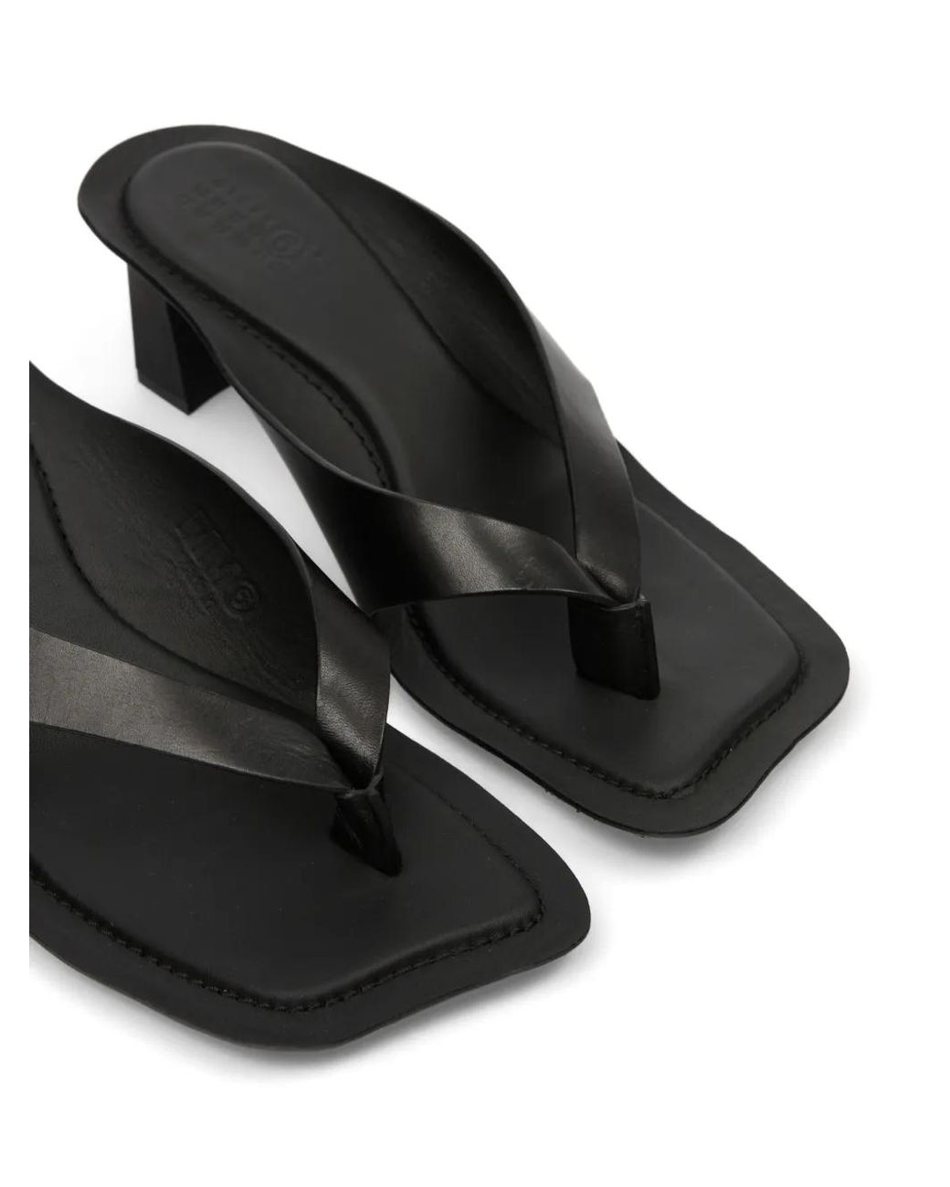 MM6 by Maison Margiela Black Anatomic Leather Flip-Flop Mules