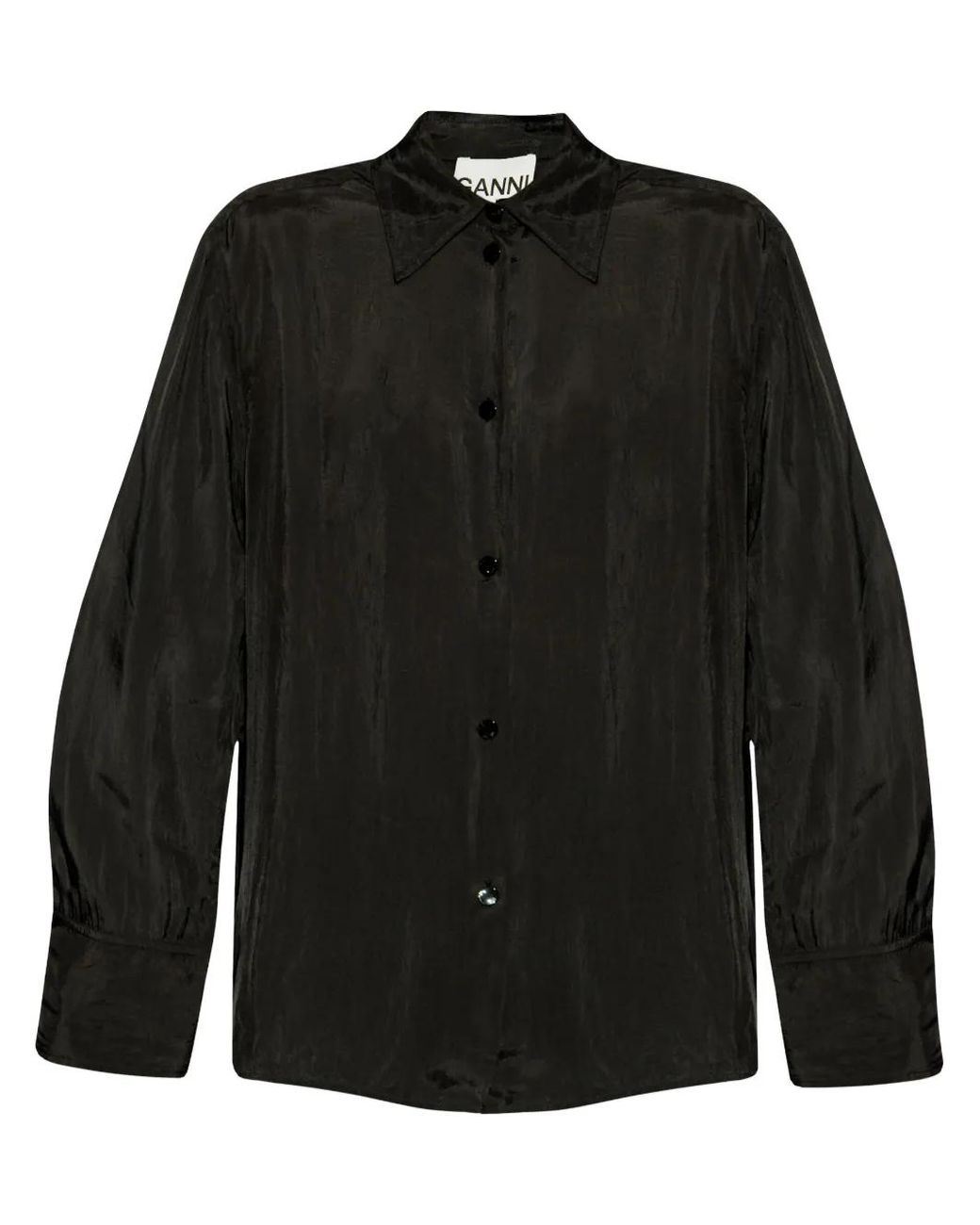 Ganni Black Crinkled Finish Shirt