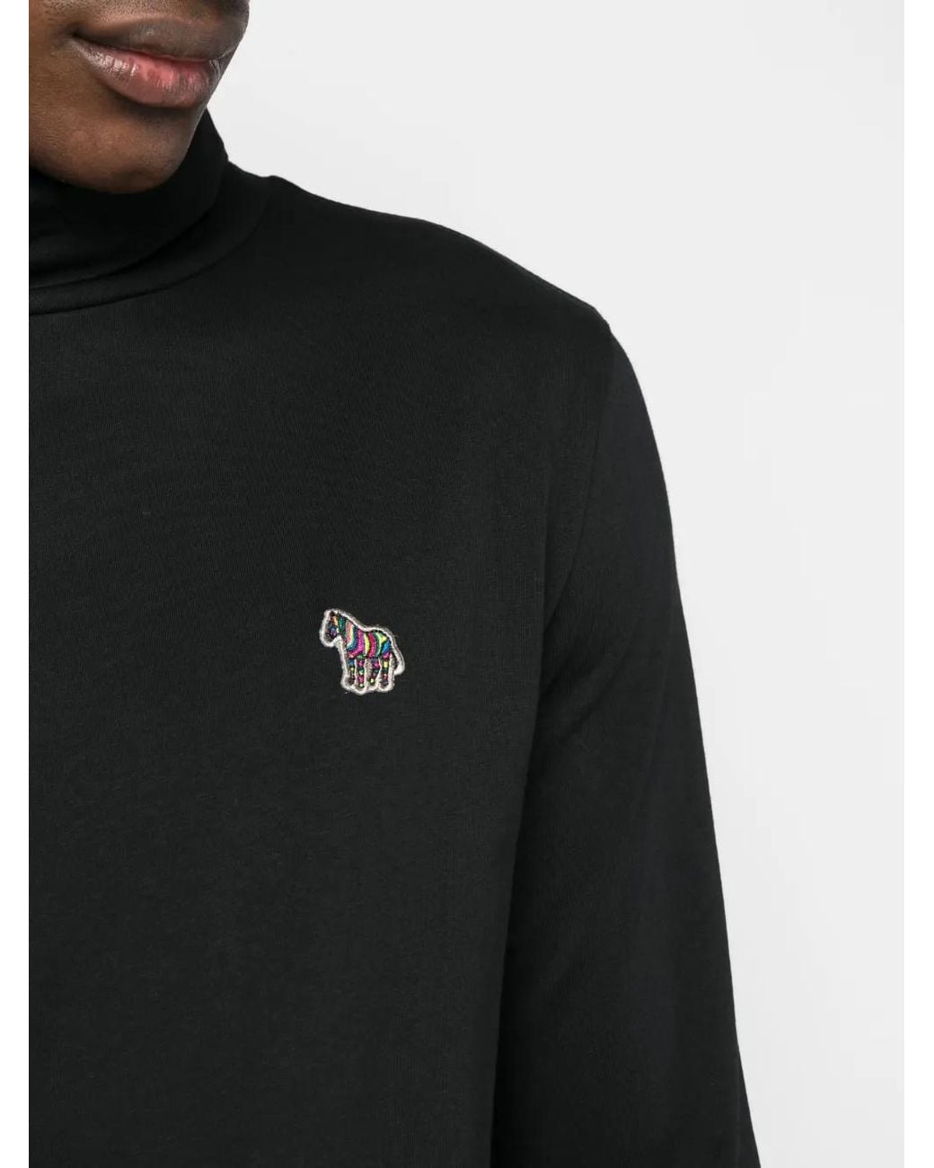 Paul Smith Black Zebra-Patch Roll-Neck Jumper for men