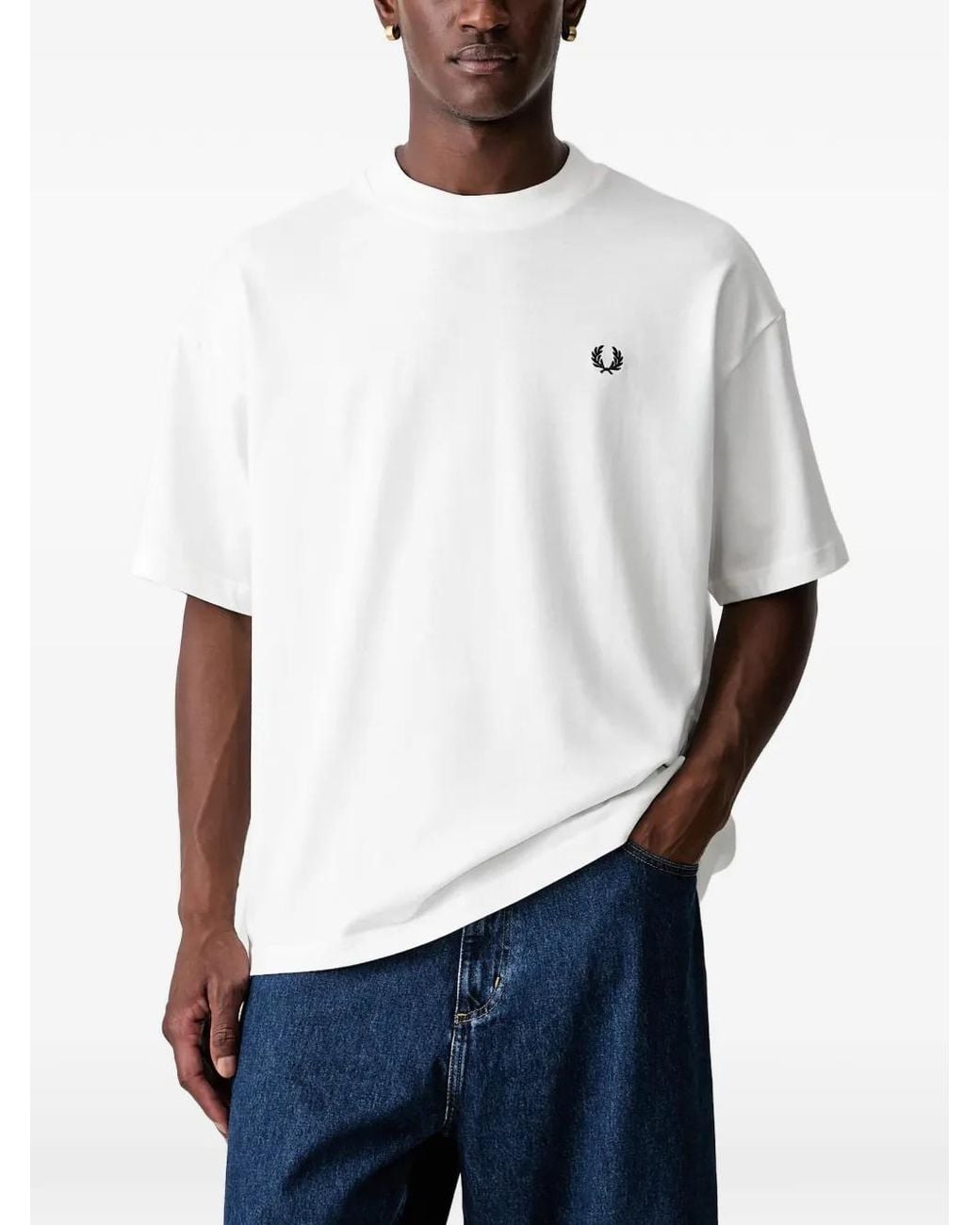 Fred Perry White Oversized T-Shirt for men