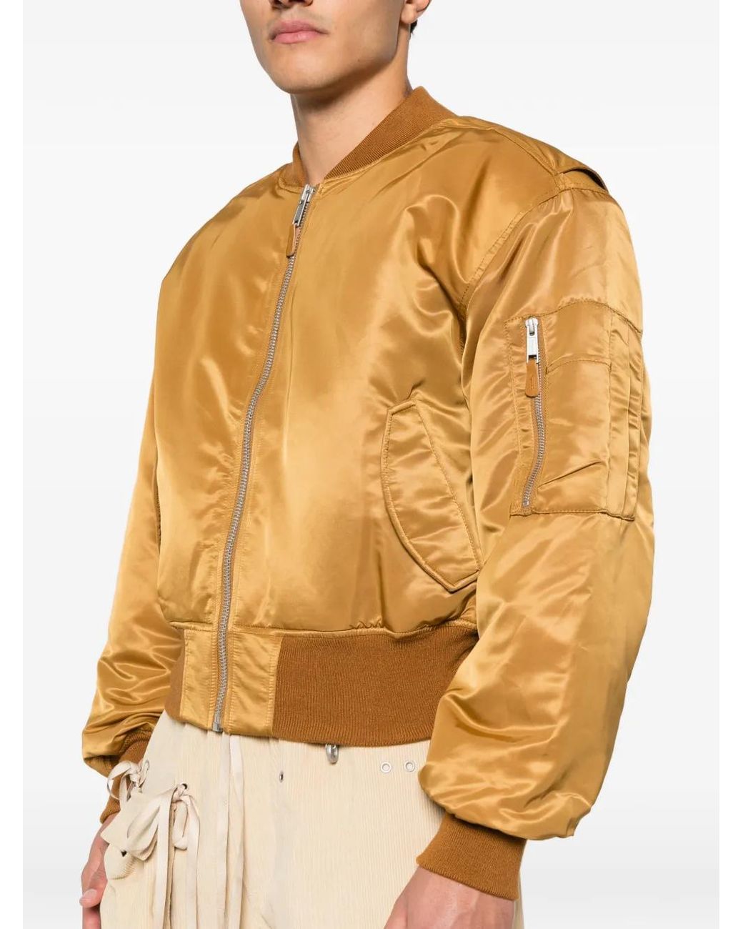 Entire studios Brown Cropped Broad Bomber Jacket