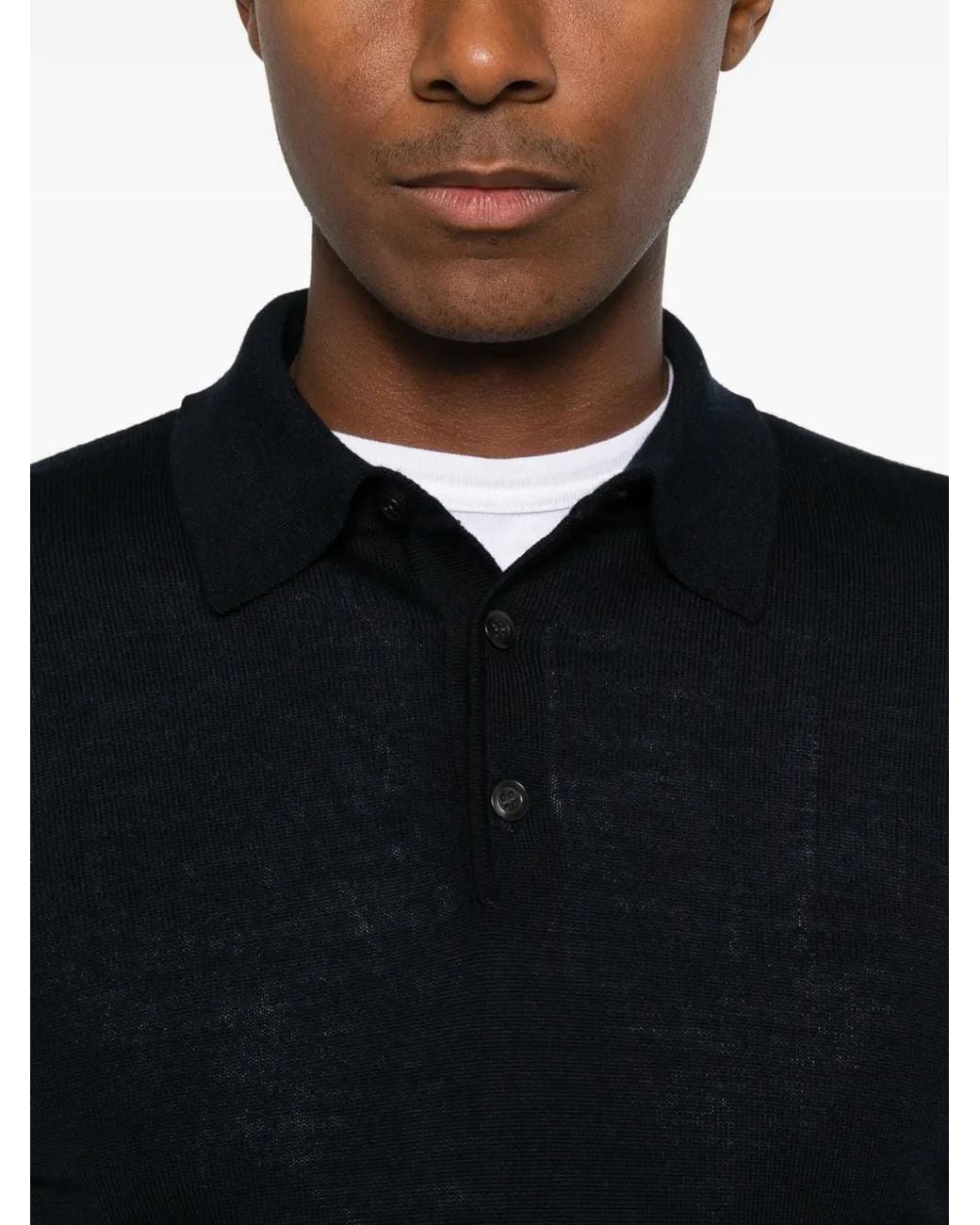 VELA SHOP Black Long-Sleeve Polo Sweater for men