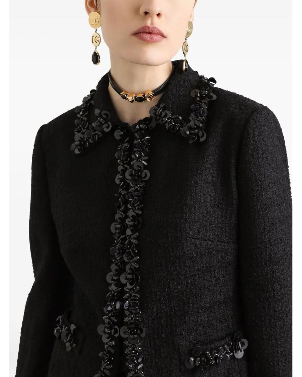Dolce & Gabbana Black Sequin-Embellished Jacket