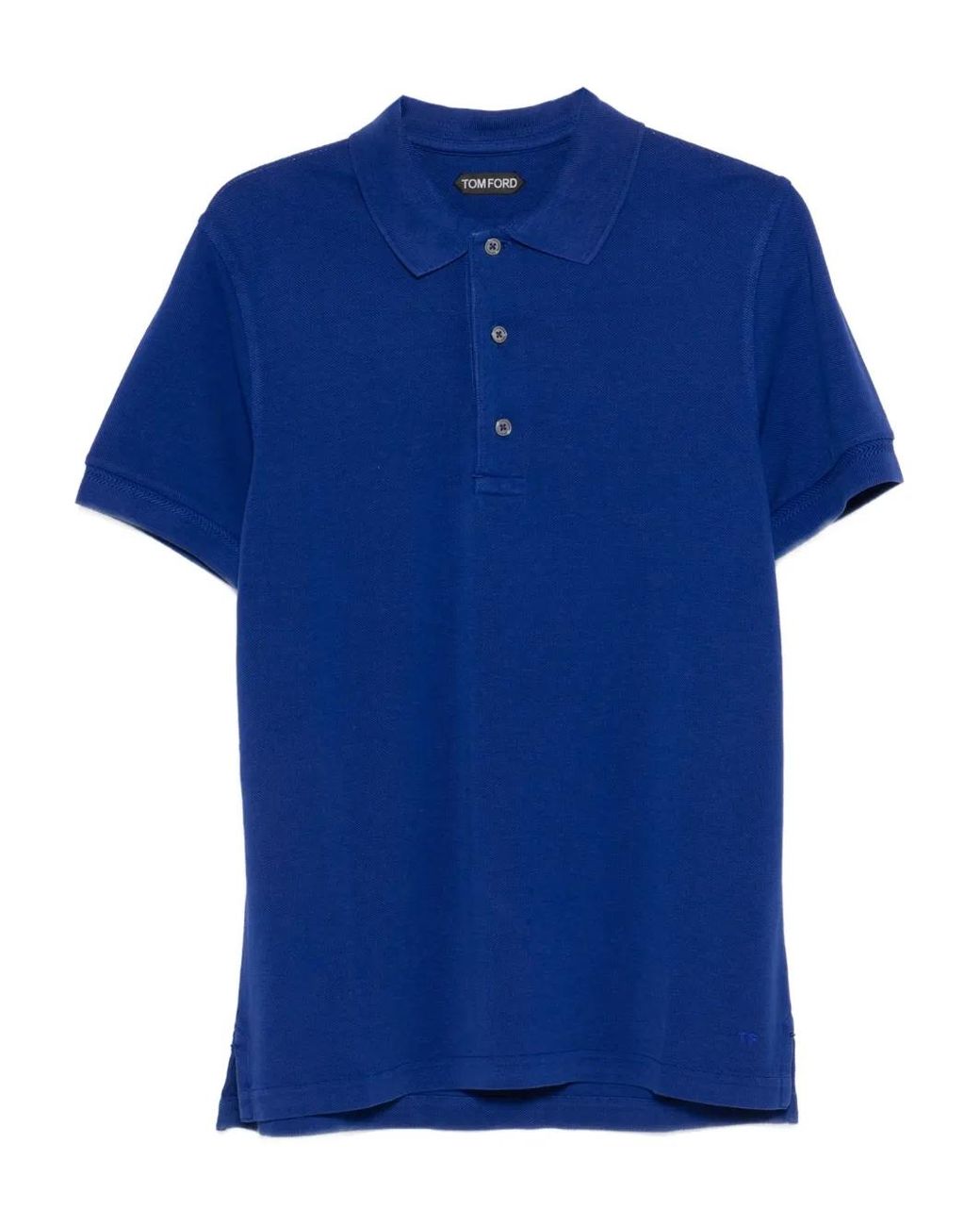 Tom Ford Blue Lyocell Piquet Short Sleeves Polo Shirt for men