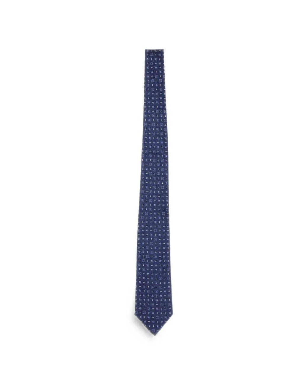 Kiton Blue Micro-Geometric Silk Tie for men