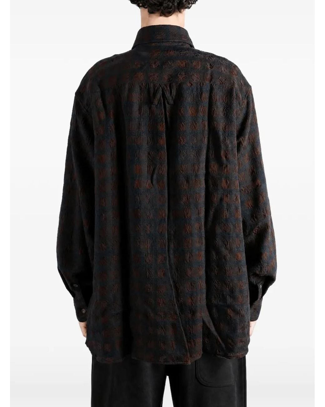 Willy Chavarria Check-Pattern Seersucker Shirt in Gray for Men | Lyst