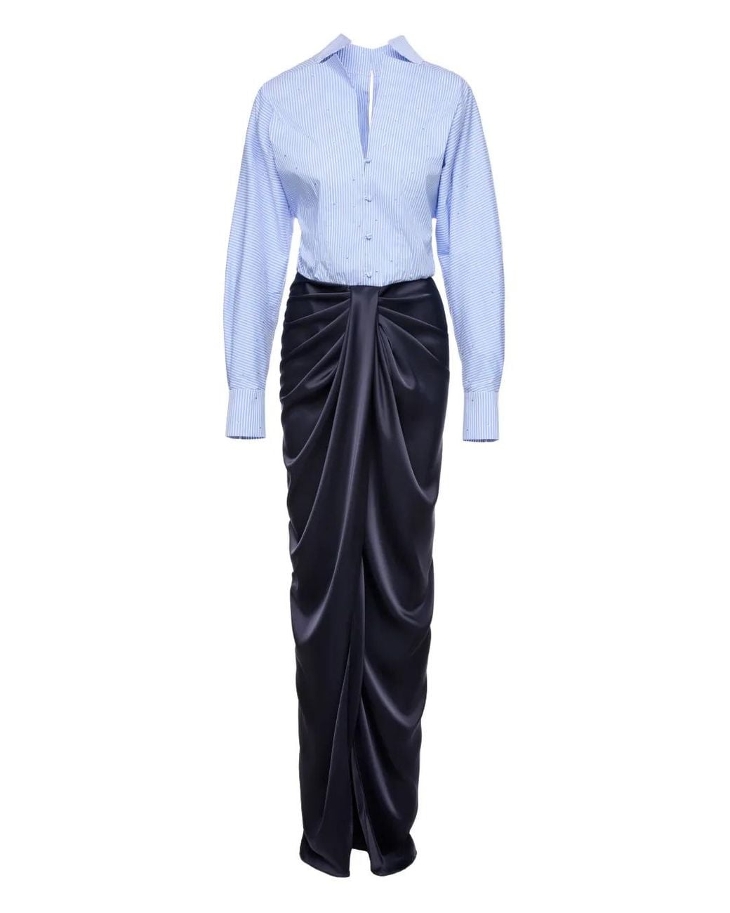 V:PM ATELIER Blue Corynna Draped Maxi Dress