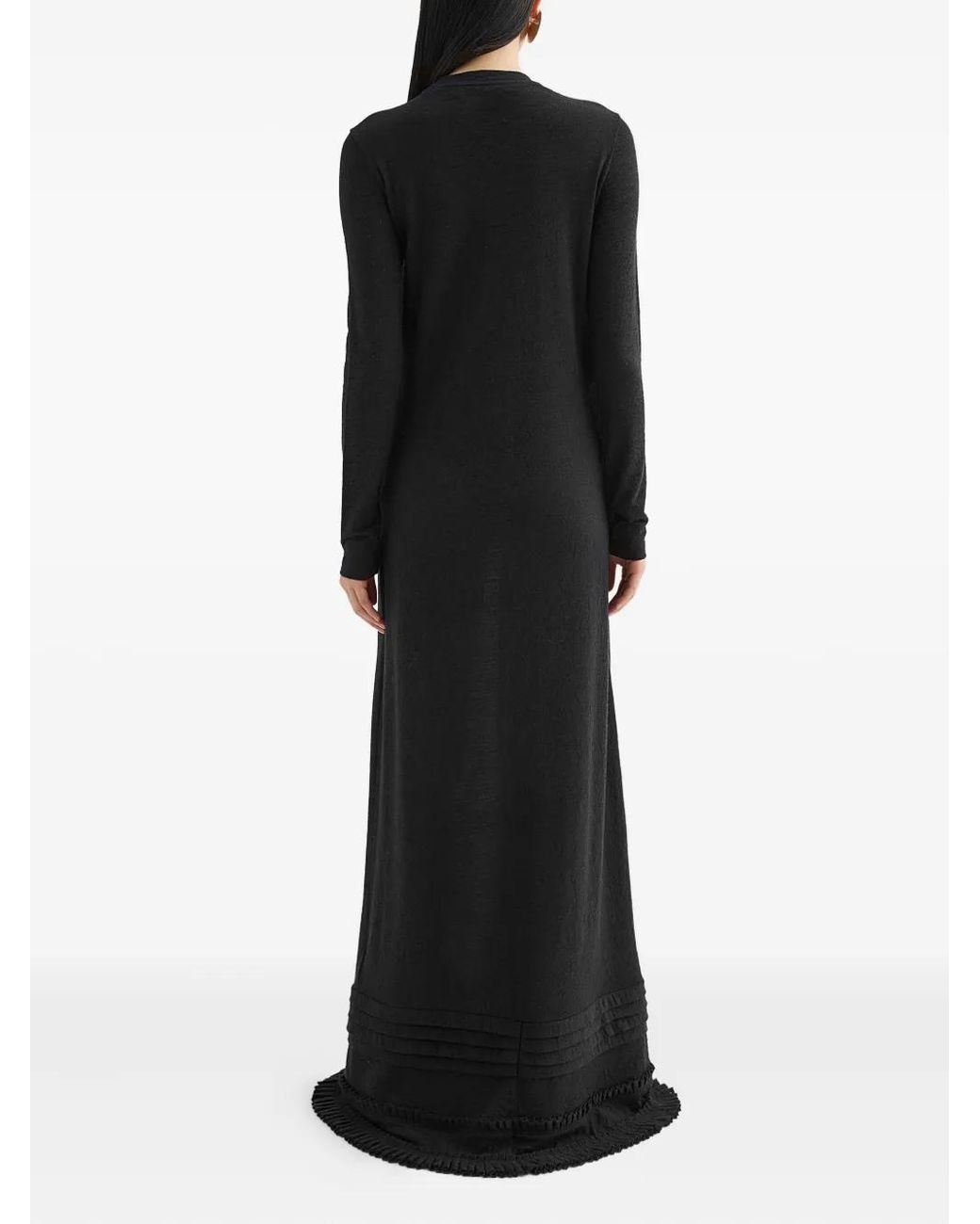 Jil Sander Black Ruffle-Detail Maxi Dress