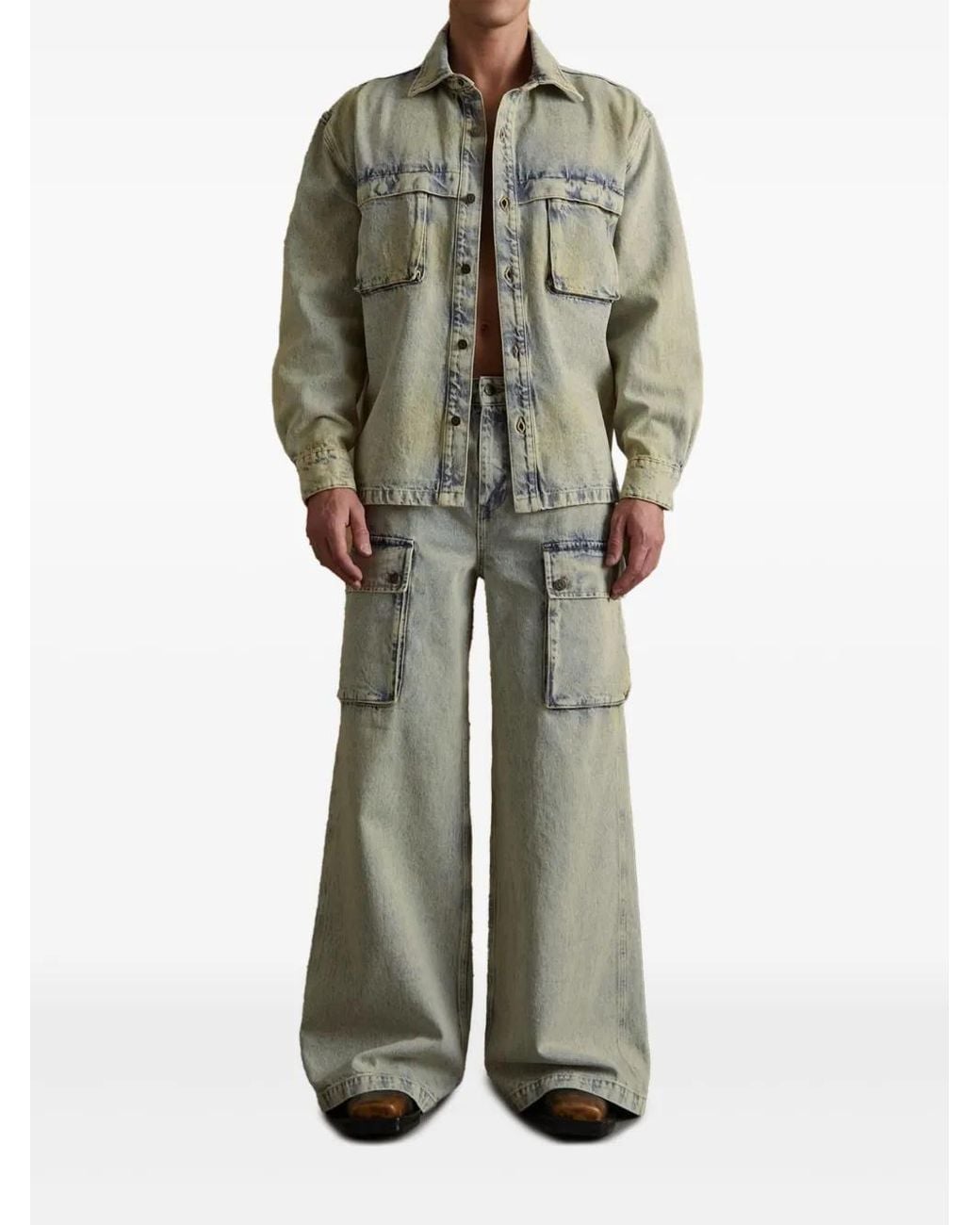 Guess Gray Bleached-Effect Denim Jacket