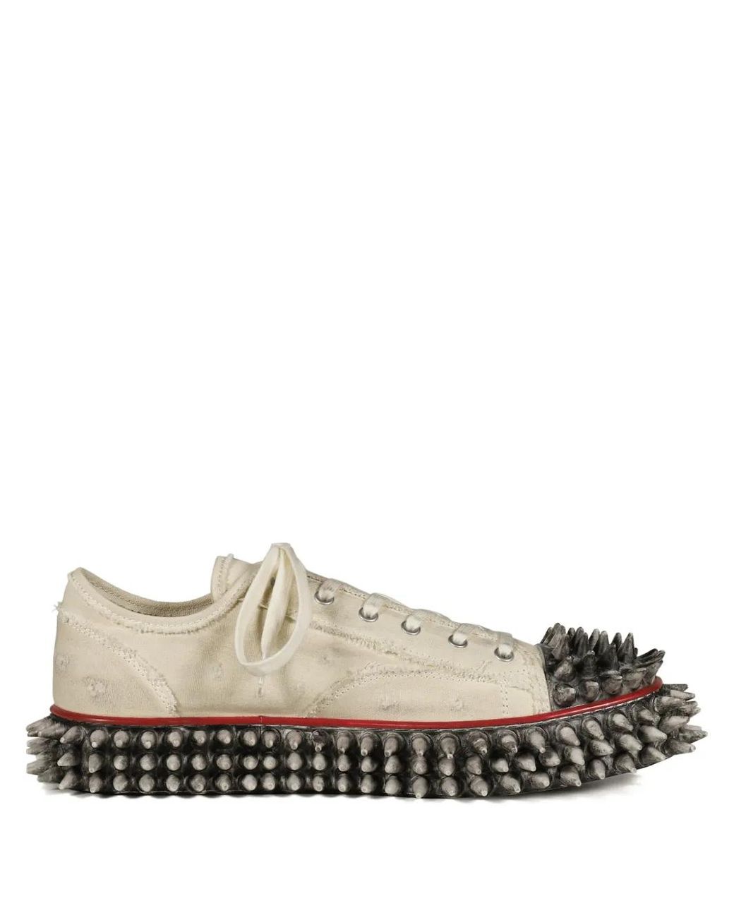 Doublet White Dirty Spike Toe Sneakers for men