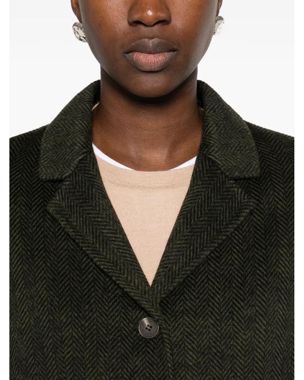 Yerse Green Veste À Chevrons Et Revers Crantés