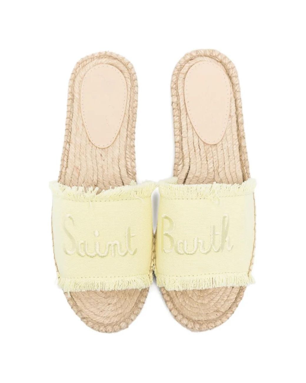 Mc2 Saint Barth White Luz Fringe Logo-Embroidered Sandals