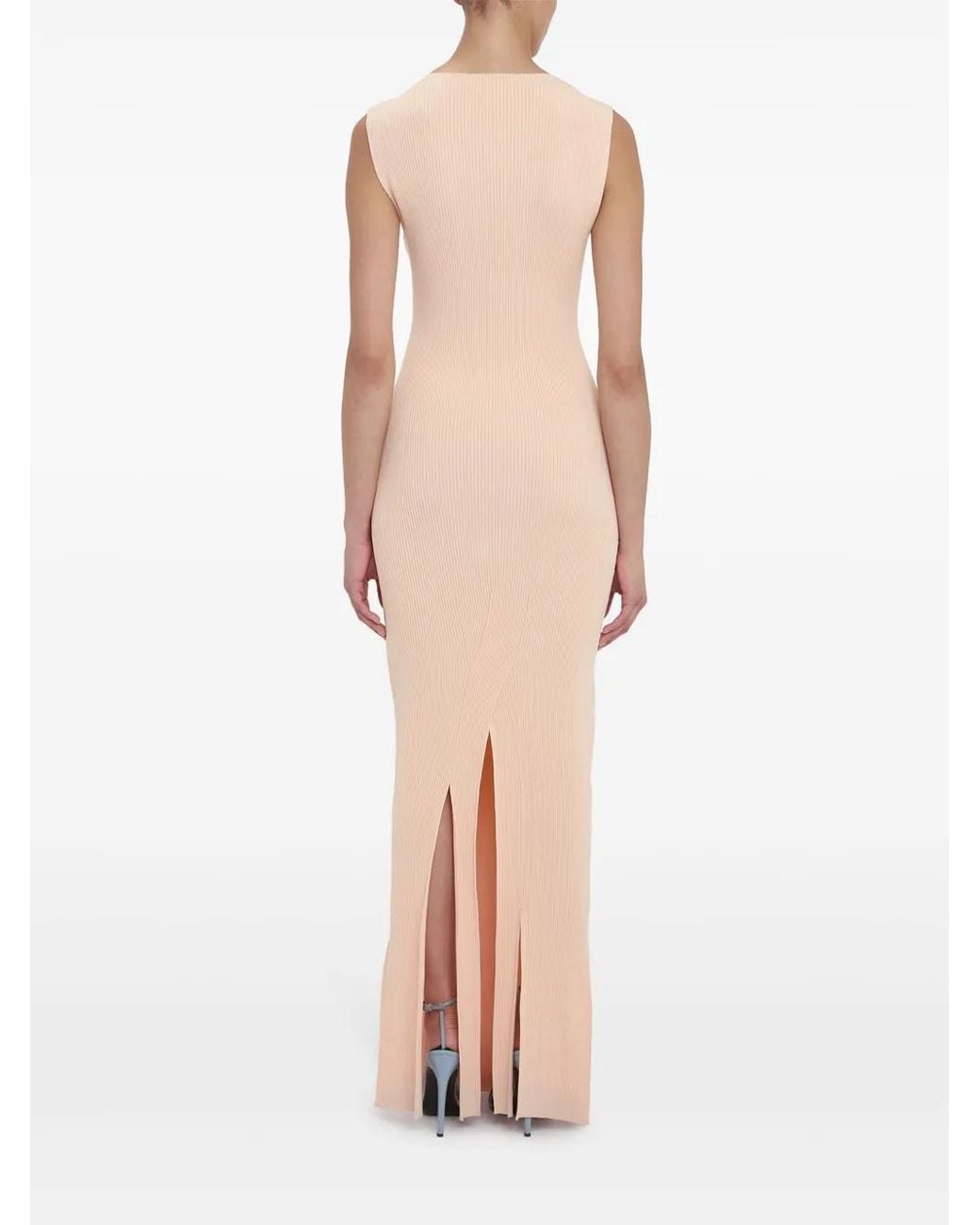 Victoria Beckham White Pleat-Detailing Sleeveless Maxi Dress