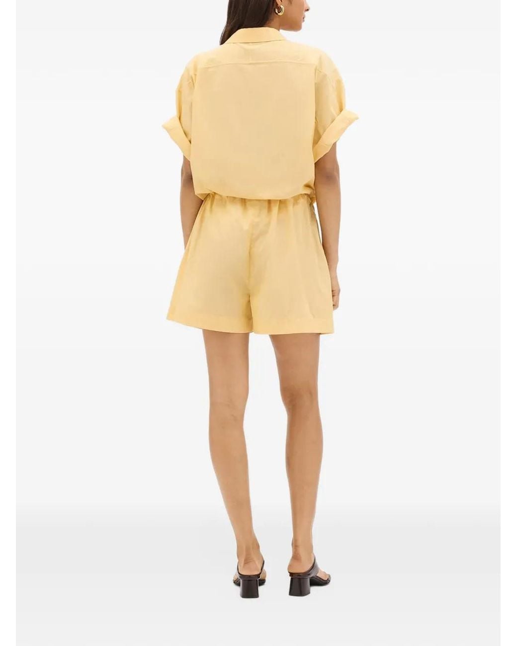 Another Tomorrow Natural Pleated Cotton Shorts