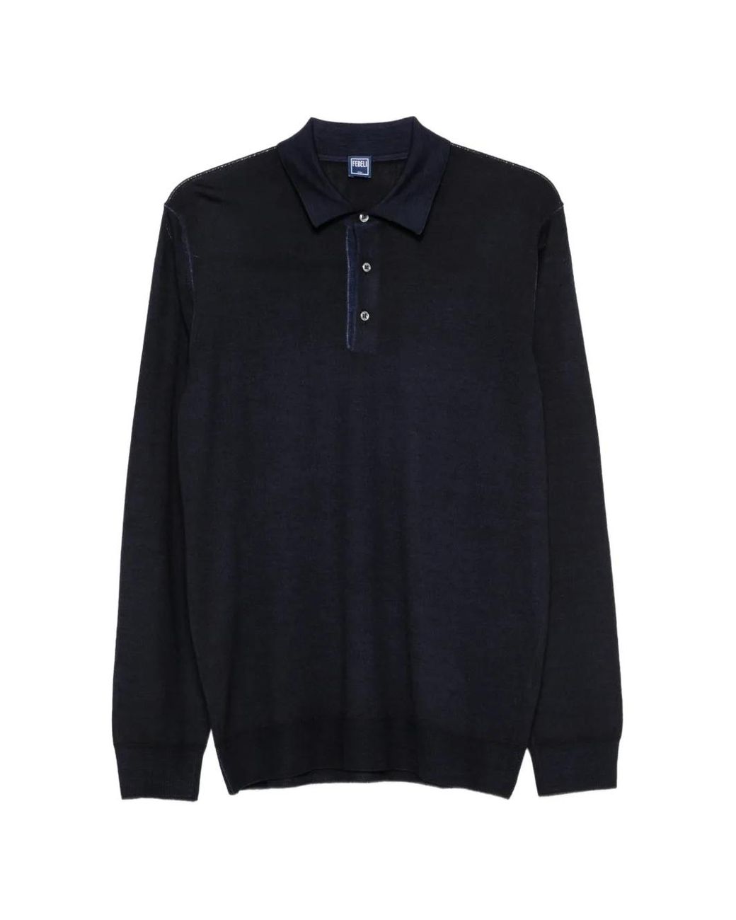 Fedeli Blue Long-Sleeve Polo Sweater for men