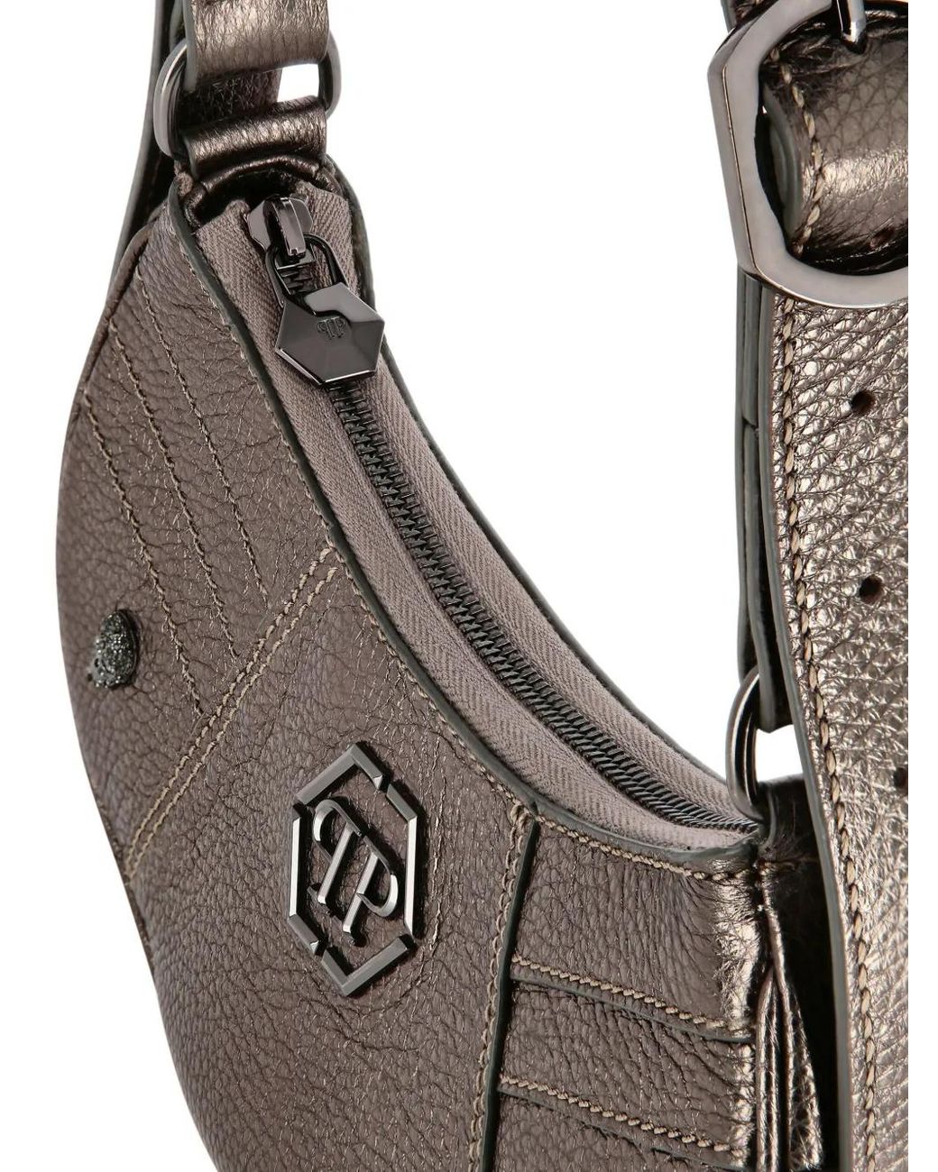 Philipp Plein White Mini Leather Shoulder Bag