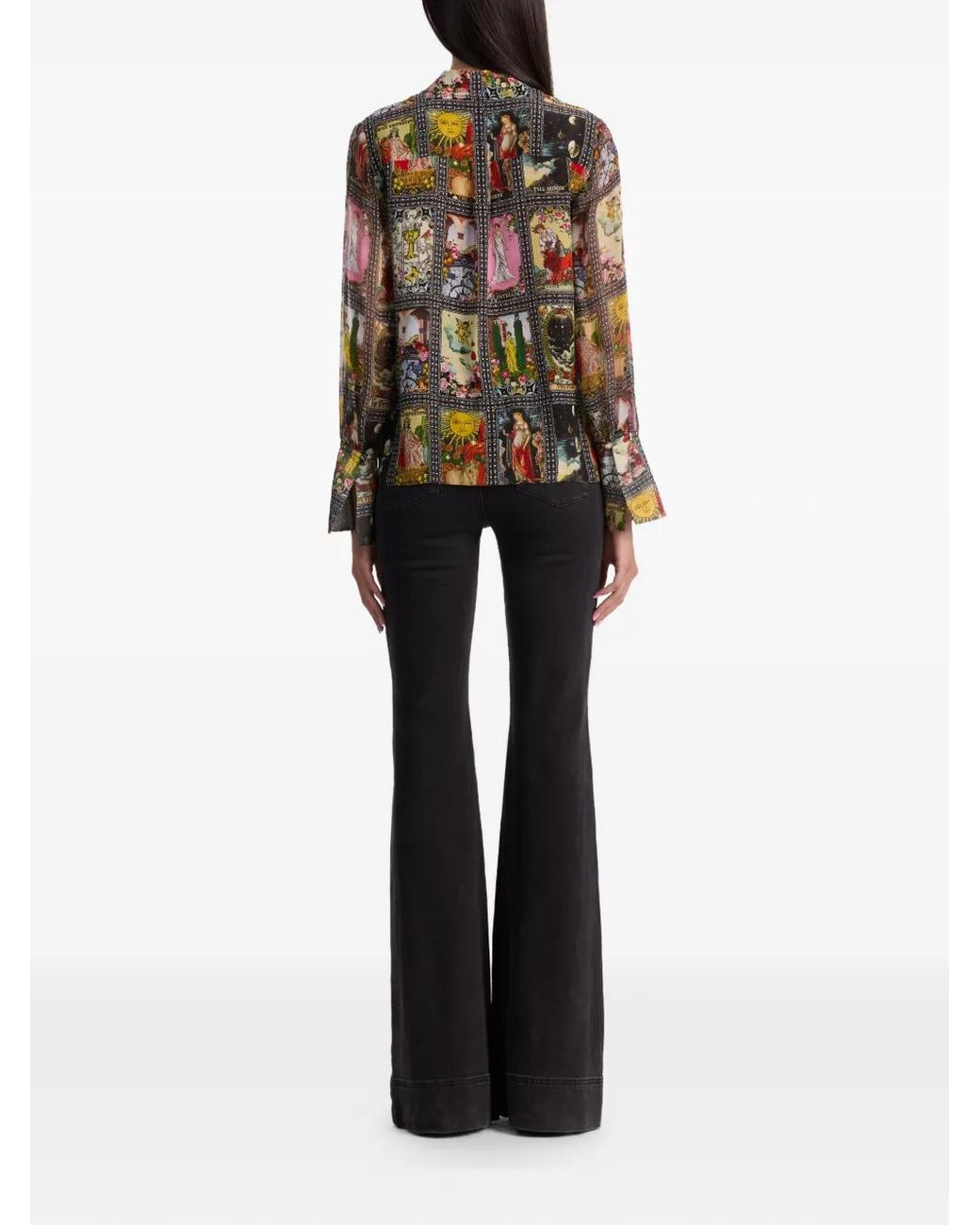 Alice + Olivia Wan Slit-Cuff Button Shirt in Black | Lyst