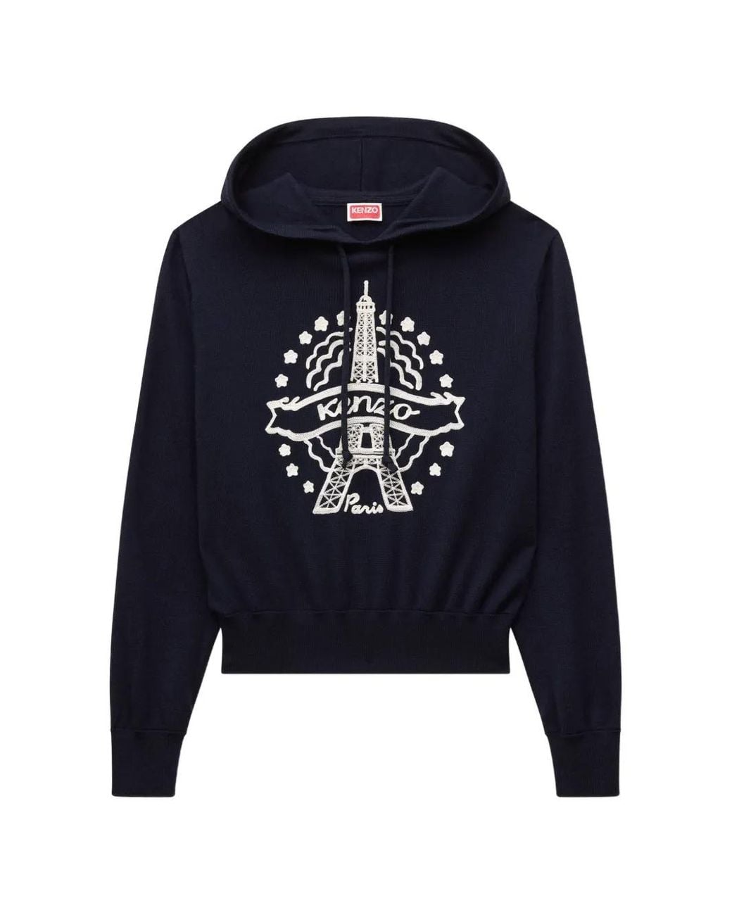 KENZO Blue Eiffel Tower Embroidered Hoodie