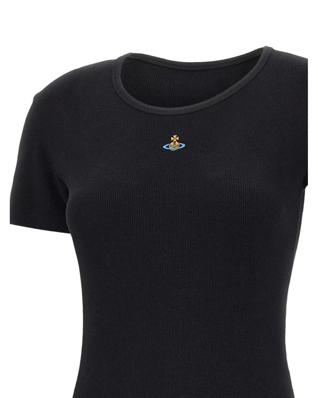 Vivienne Westwood Black Embroidered-Logo T-Shirt
