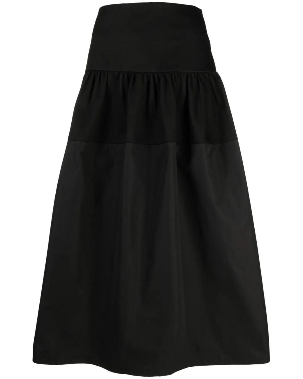 Jil Sander Black Tiered Cotton Skirt