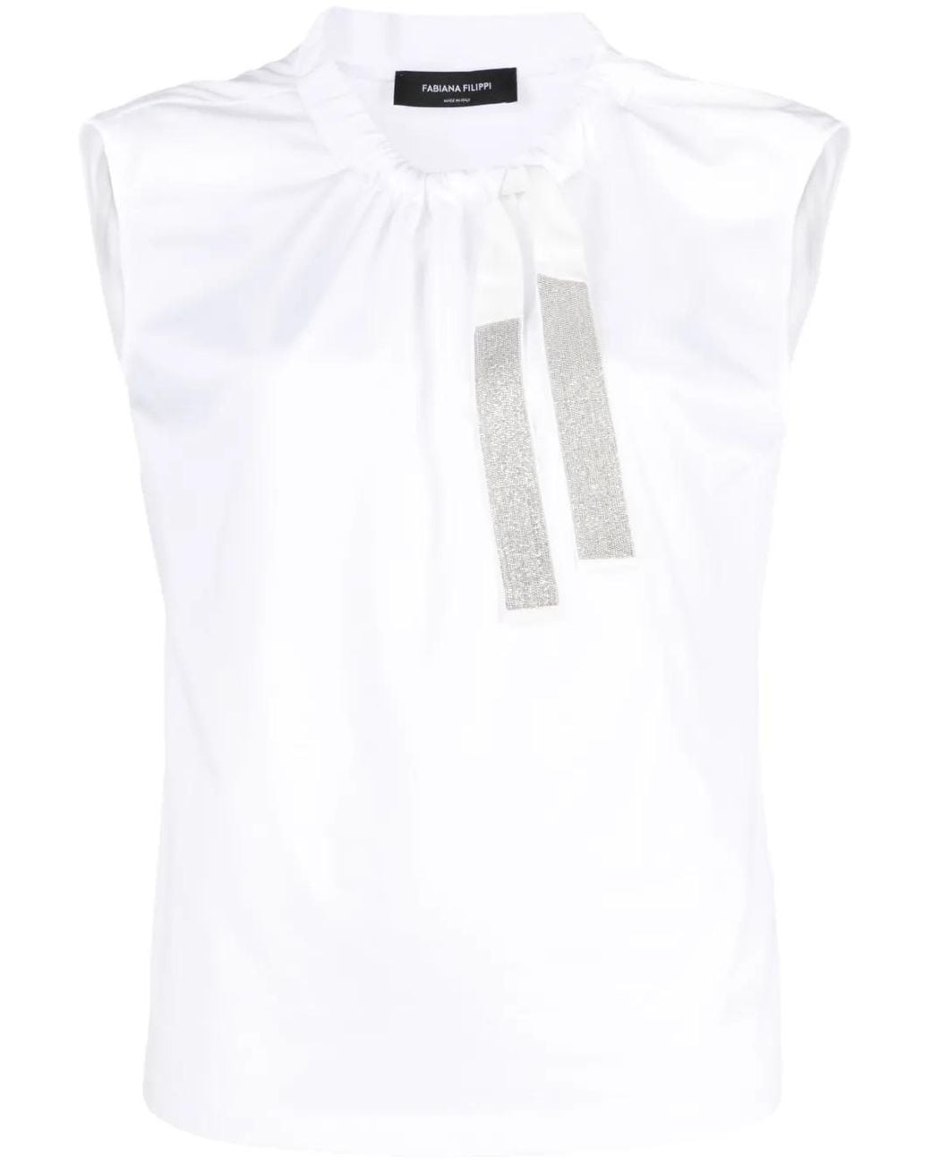 Fabiana Filippi White Drawstring Cotton Tank Top