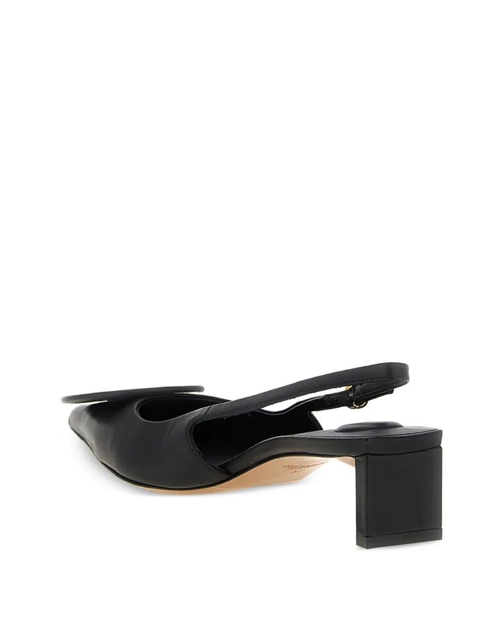 Jacquemus Black Pointed Toe Leather Slingback Pumps