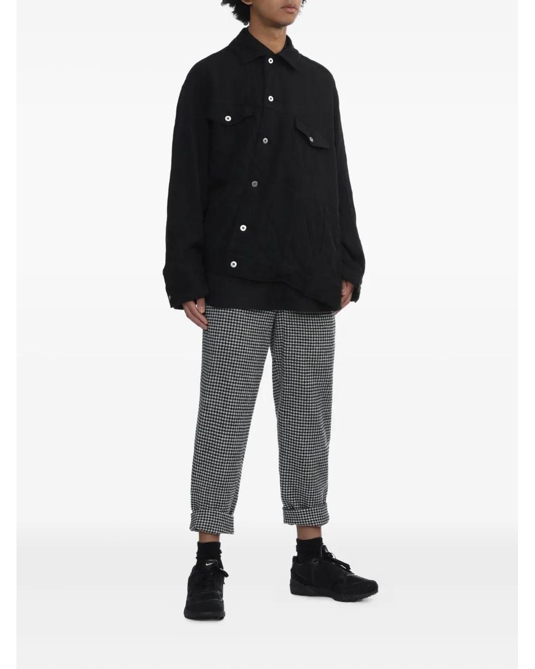COMME DES GARÇON BLACK Gray Houndstooth-Pattern Trousers for men