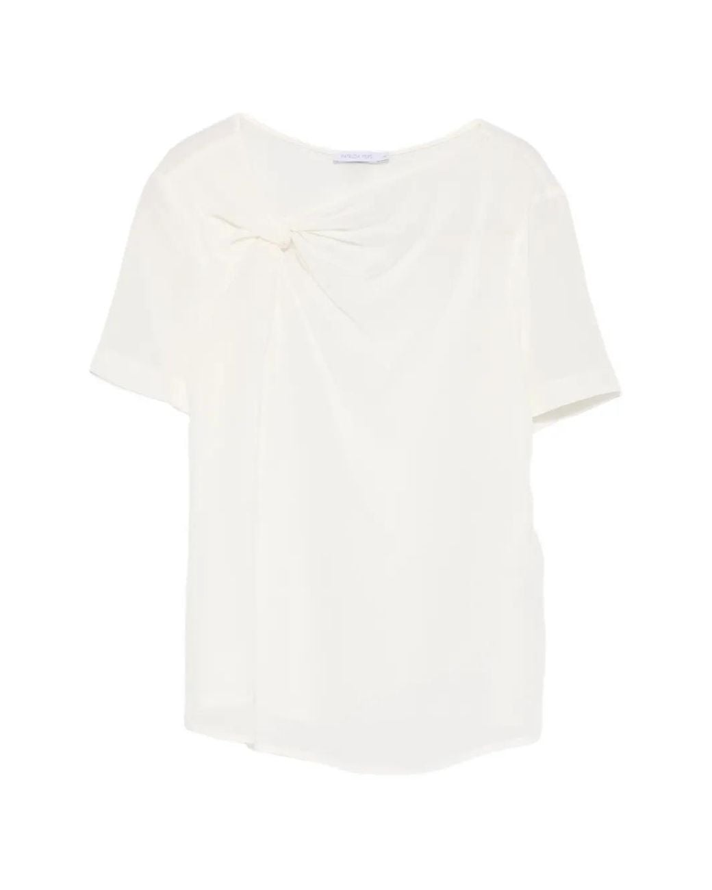 Patrizia Pepe White Asymmetric Short-Sleeve Top