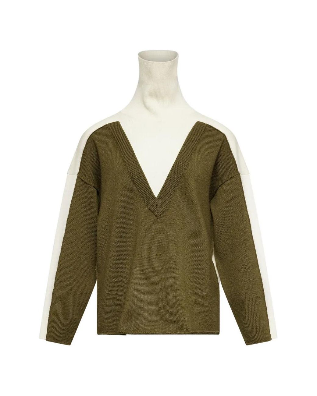 MM6 by Maison Margiela Green Colour-Block Roll-Neck Sweater
