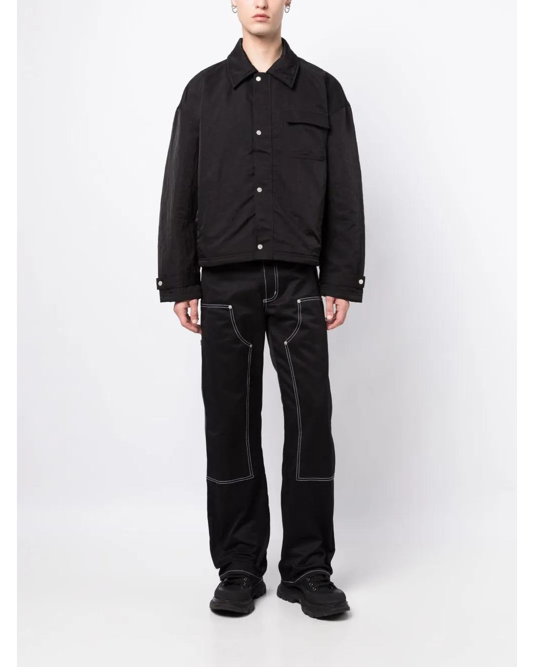 Represent Black Long-Sleeve Shirt Jacket for men