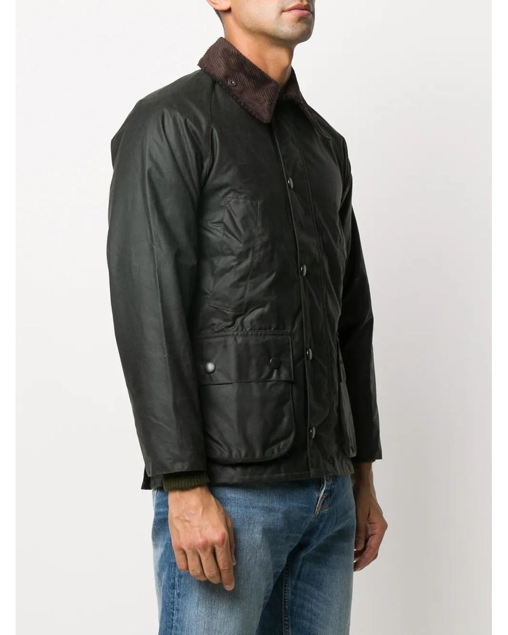 Barbour Black Cotton Bedale Jacket With Corduroy Collar for men